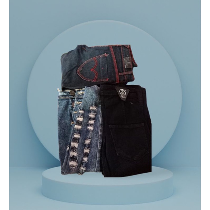 Preloved jeans high waist/hw jeans/jeans sobek kancing banyak/second/bekas