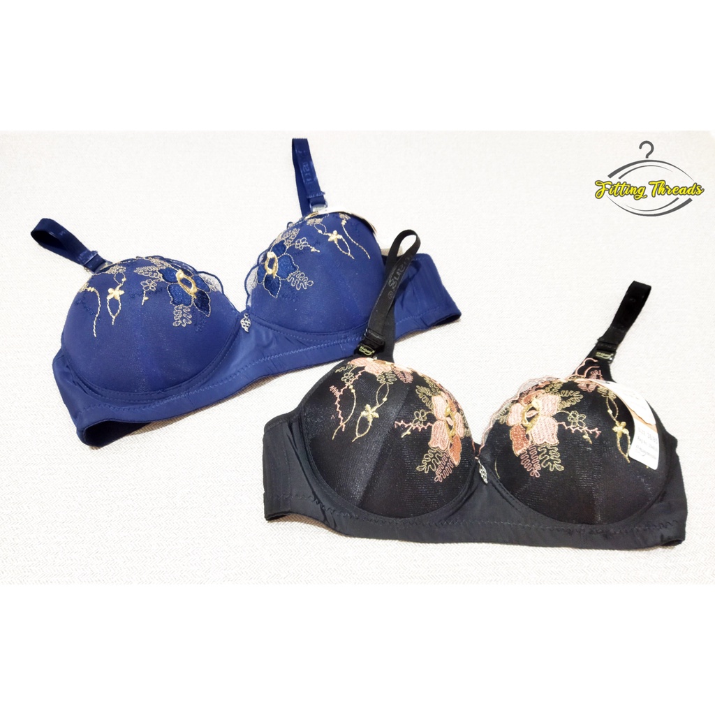 BRA BH BRUKAT RENDA BUSA TANPA KAWAT WANITA DEWASA KAIT 3 / BRA IMPORT BROKAT BORDIR MOTIF BUNGA FF HUANG