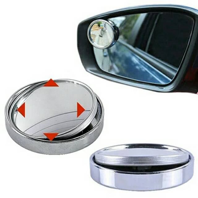 1Pc Kaca Spion Mobil Tambahan Blind Spot Mirror Wide Angle Putar 360° Murah Cermin Silver Chroom