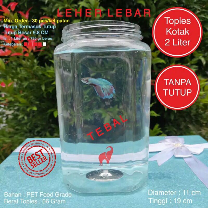 Toples Cupang Bekas 2 Liter tanpa tutup