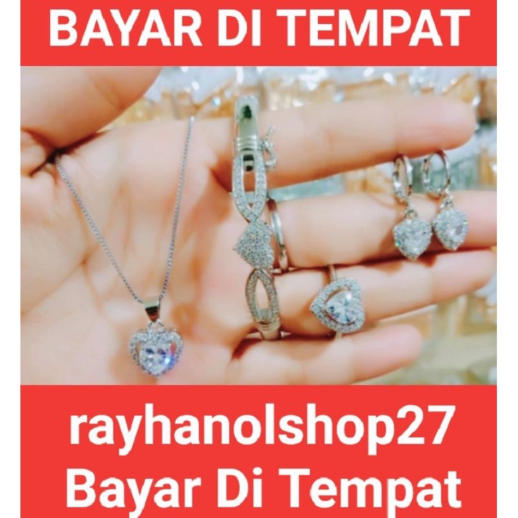 perhiasan set wanita lengkap full permata lapis emas pilihan warna gold dan silver