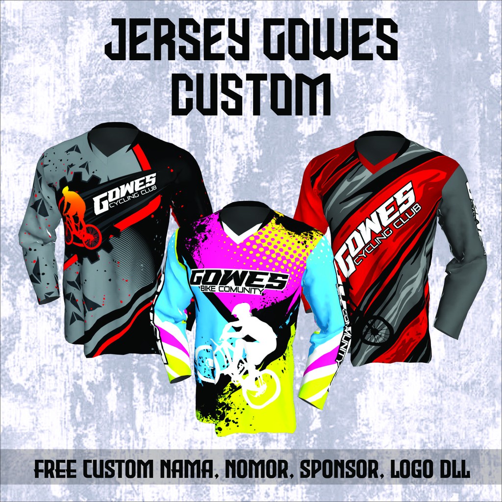 Baju Kaos Jersey Sepeda Gowes Lengan Panjang Printing Free Desain Custom Satuan Shopee Indonesia