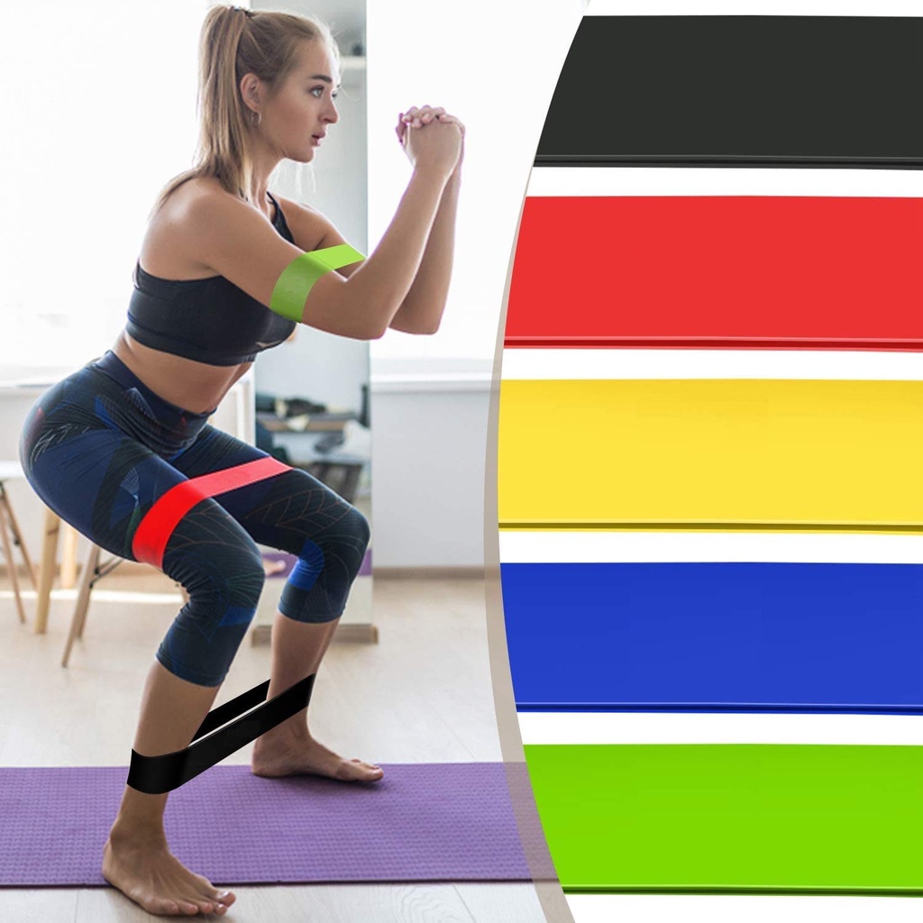 5in1 Hipband Hipsquat Resistance Band Loop Exercise Tali Karet Yoga Fitness