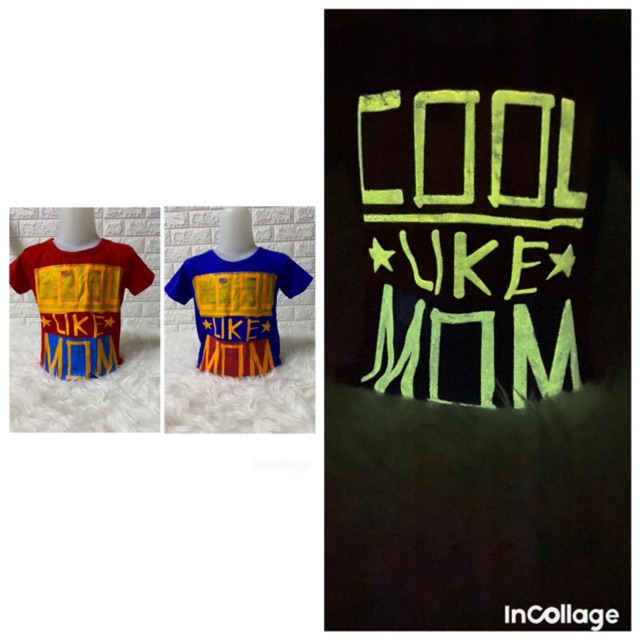 Kaos anak cow 7(COOL like MOM) glow in the dark 1-9 tahun