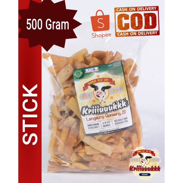 

KRECEK RAMBAK KULIT SAPI - STICK PANJANG - LANGSUNG GORENG - 500 GRAM