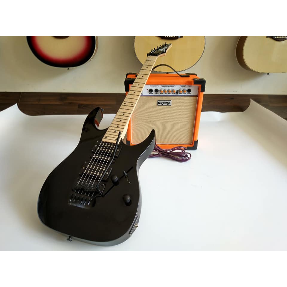 Paket Gitar Listrik  Ibanez Rg 320 black dan Amply orange
