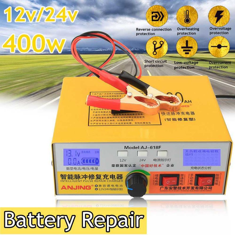 Charger Aki Accu Mobil Motor Automatic Repair 12V 24V 400AH EU Plug