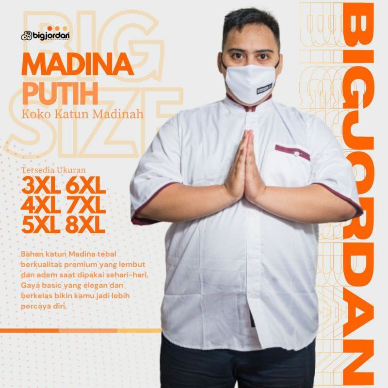 Koko Madina Big Size Bigjordan - Baju Muslim Jumbo Pria 3XL Sampai 8XL Premium
