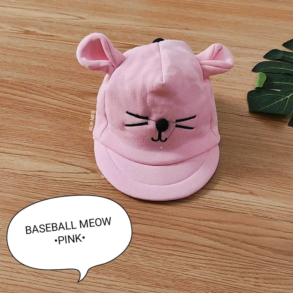 Topi Bayi Laki-Laki Motif Baseball Meow / Topi Anak Bayi Usia 0-2 Tahun-7