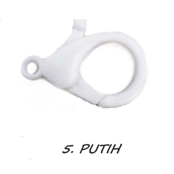 Kaitan Kokot Udang Plastik Claps Plastik Uk 35mm Warna/i Doff Harga/Pc-5. PUTIH
