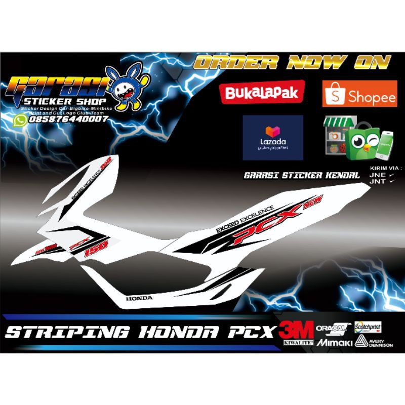 Sticker Striping Honda PCX  150 / PCX 160 hitam gold  series