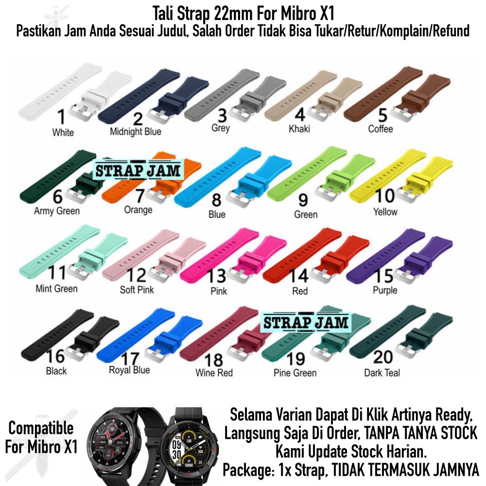 MS3 Tali Jam Tangan Mibro X1 - Strap 22mm Rubber Silikon Quick Release