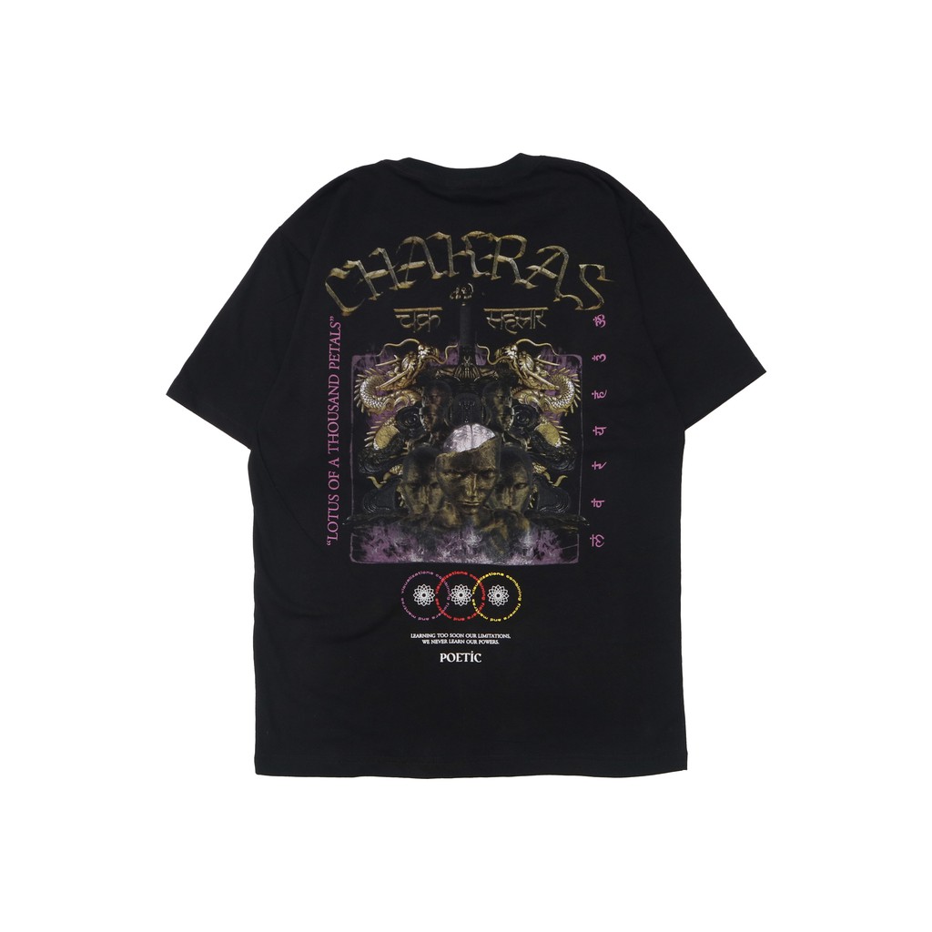 Poetic Black T-Shirt Chakras