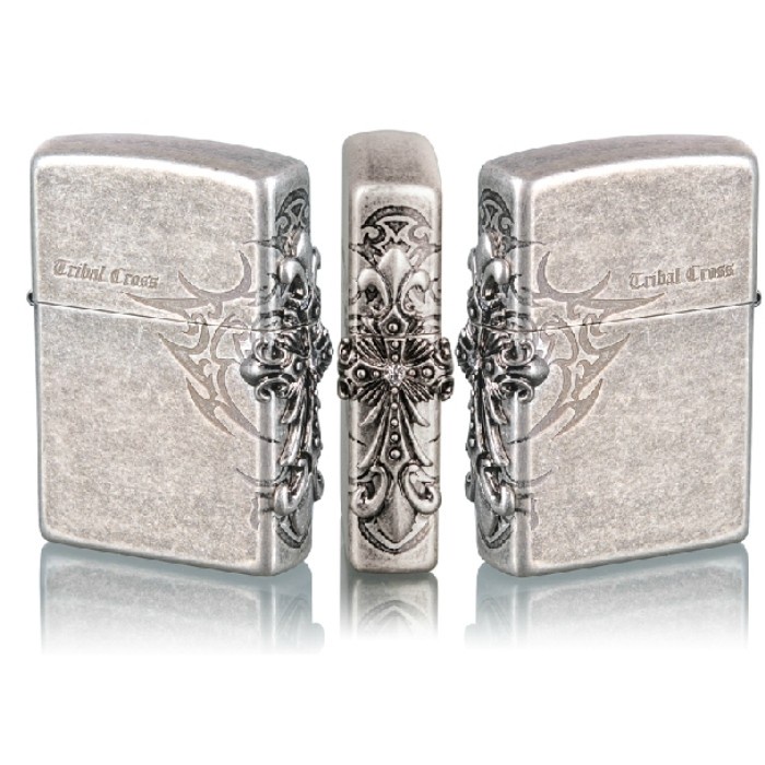 Korek Api Zippo Silver Tribal Cross Grade A Super