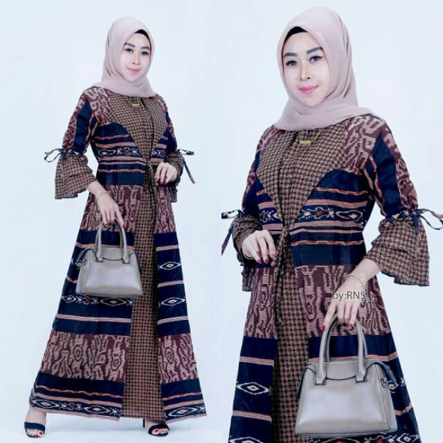 Gamis Batik Jumbo Modern Premium - Gamis Busui All Size/Gamis Batik Kombinasi - Gamis Batik Terbaru