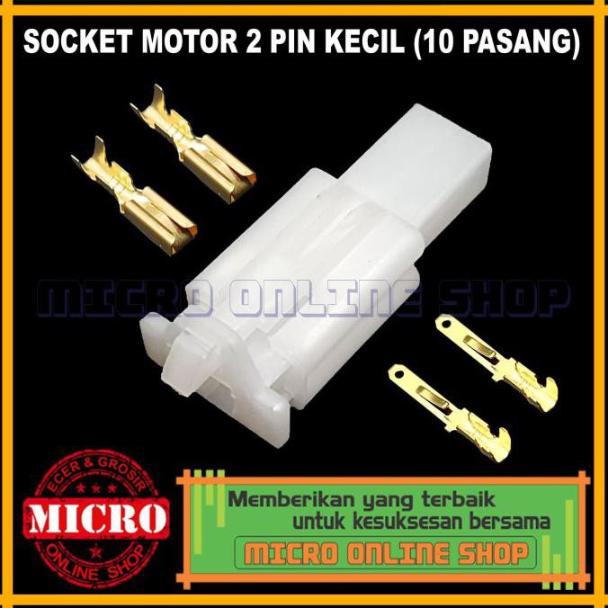 Socket 2 Pin Kecil + Skun / Soket Motor / Konektor /Kabel Motor isi 10