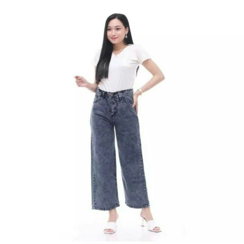 Highwaist Kulot Jeans Wanita Loose Celana Wanita