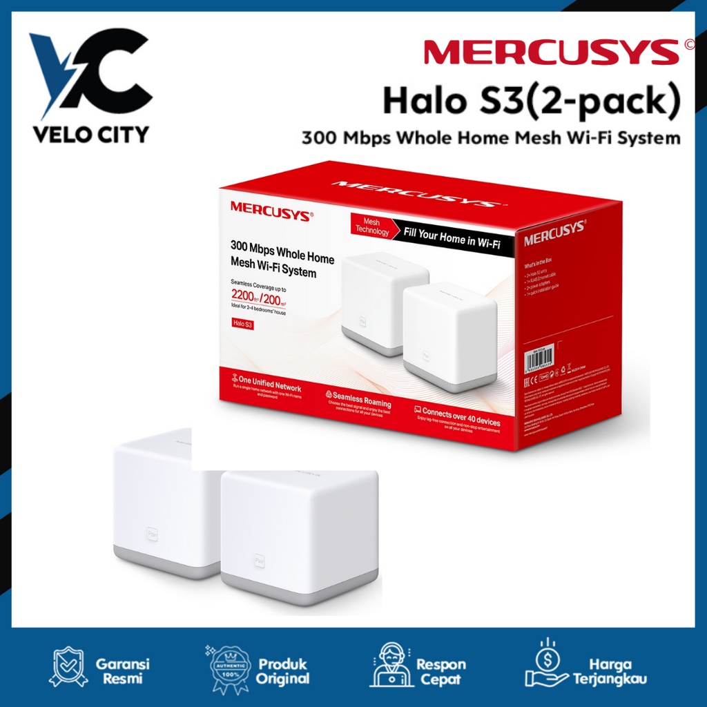 Mercusys Halo S3 (2 Pack) Wireless N300 Whole Home Mesh Wi-Fi System