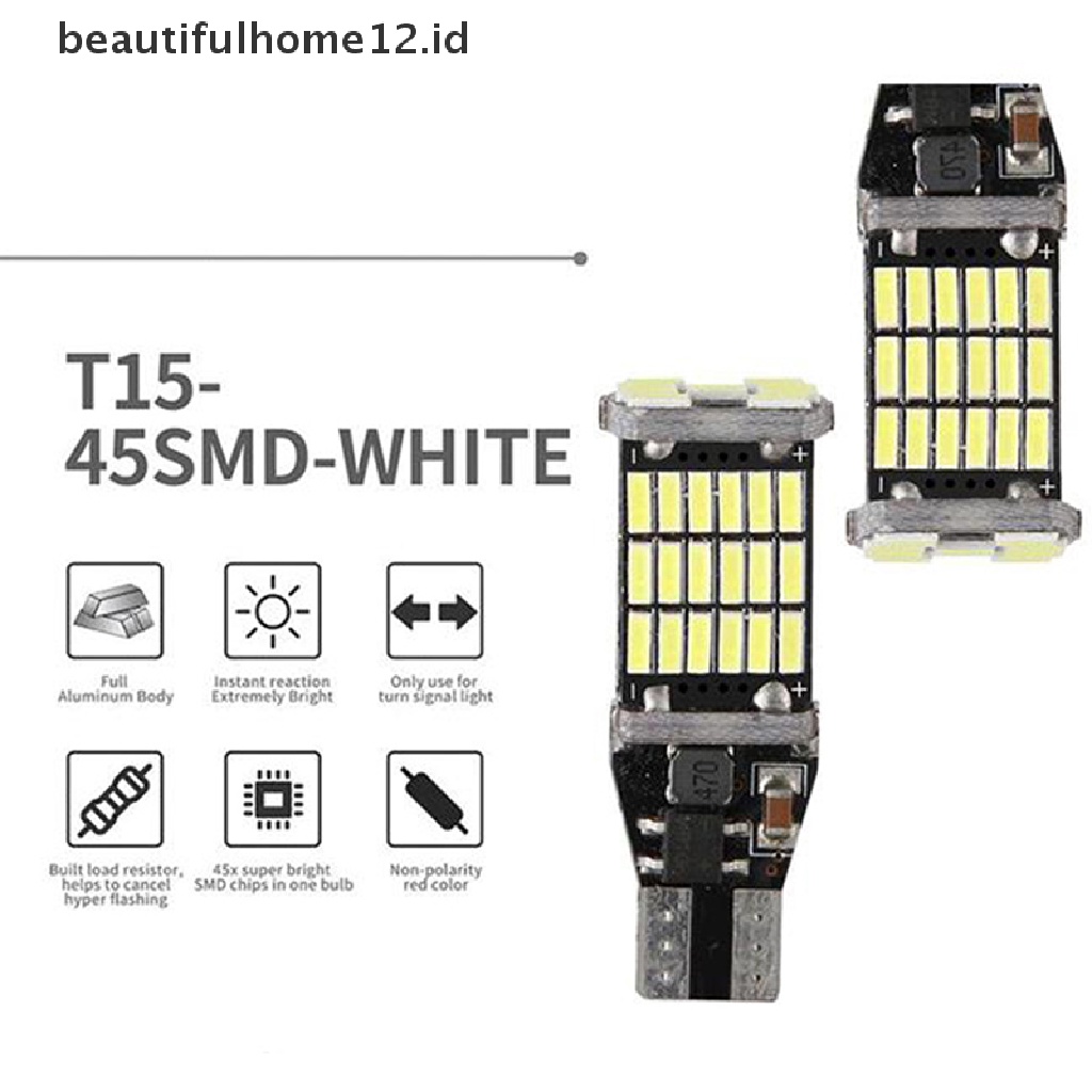 (Beautifulhome12.Id) 2pcs Bohlam Led Canbus T15 921 W16W Untuk Lampu Mundur Mobil