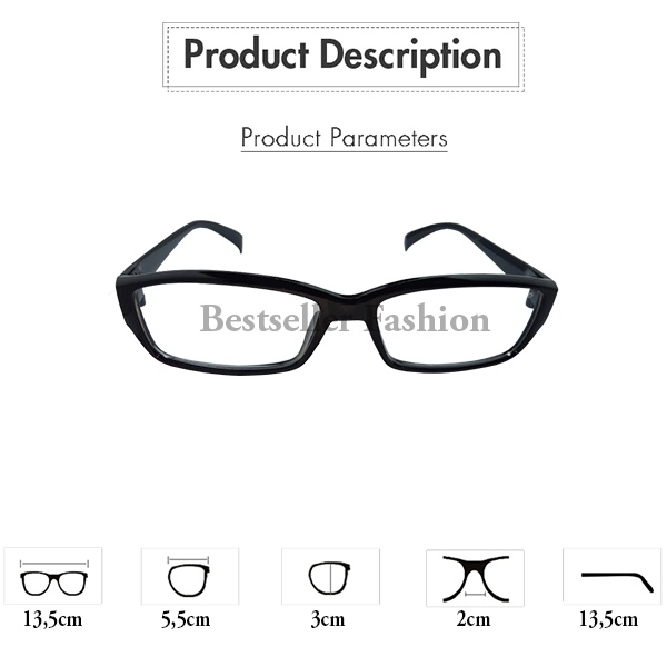 Kacamata Baca Lensa Plus (+) Tersedia Uk. +0.50 s/d + 4.00 Kacamata Pria Wanita Reading Glasses Frame Kotak Hitam Rabun Dekat Unisex NOCASE