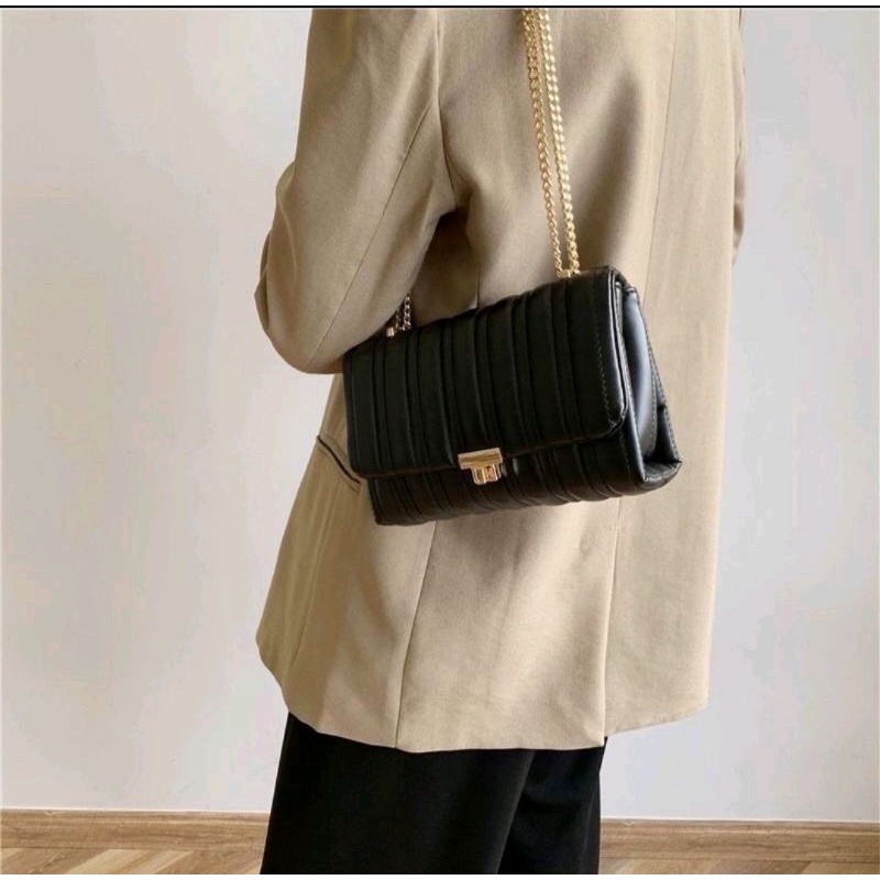 Zara Quilted Midi Crossbody Bag import