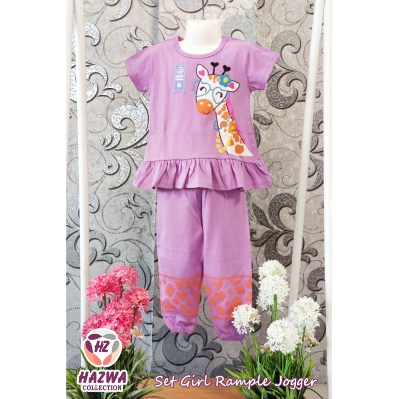 Set Baju Anak Perempuan Hazwa Collection - Baju Setelan Celana Joger Lucu Harian 2 Sampai 10 Tahun