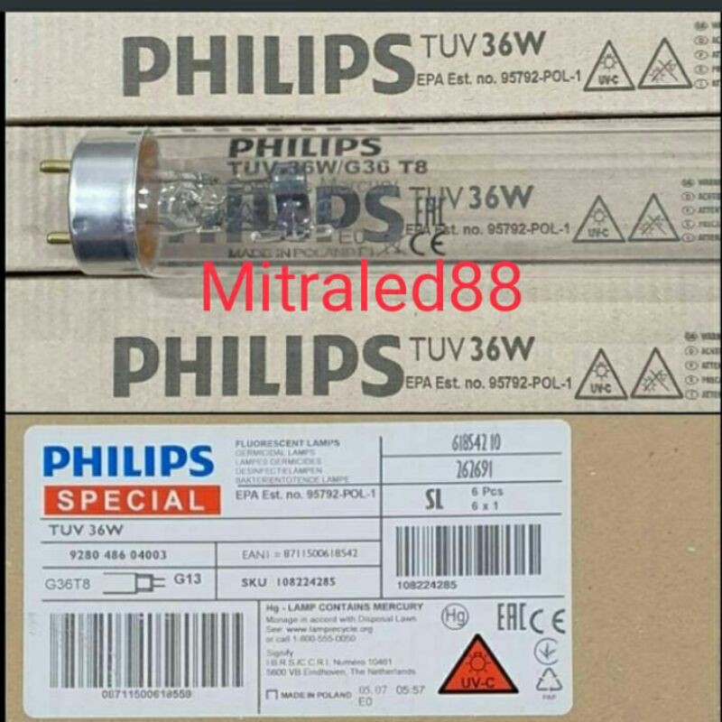 Lampu Neon TL UV/UVC Steril Philips 36w/36watt neon T8 UV C Sterilizer Philips 36 w