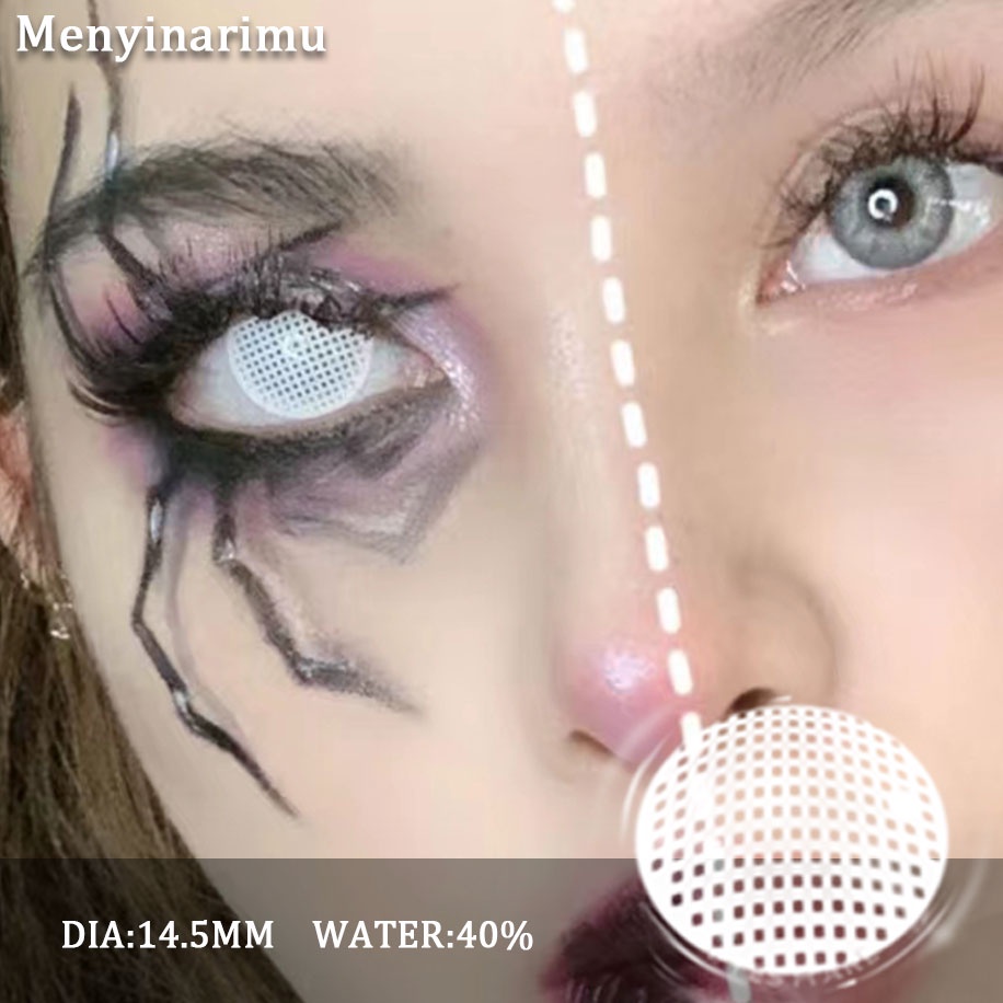 （COD）Softlens 2022 Karakter New 1Pasang White Eye Suasana Horor Cosplay Jaringan Putih Lensa Kontak Warna Diameter 14.5MM Halloween Softlens Mata Softlens Mata Atmosfer Horor Putih Seni Gotik