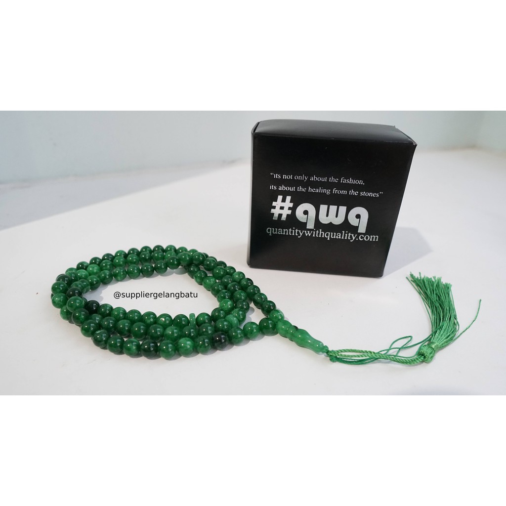 tasbih batu Giok BURMA 99 butir premium tasbeh green jade alam akik