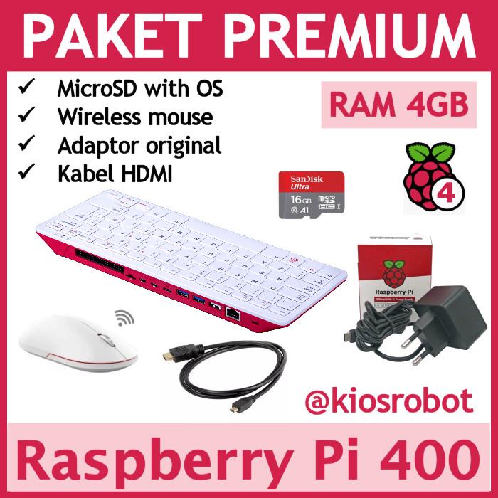 Paket Premium Raspberry Pi 400 Personal Computer Desktop Kit RAM 4GB