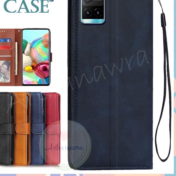 CASE VIVO Y21 Y21S Y21T Y33S CASING DOMPET LEATHER FLIP COVER KESING KULIT TALI CHASING HP MAGNET .