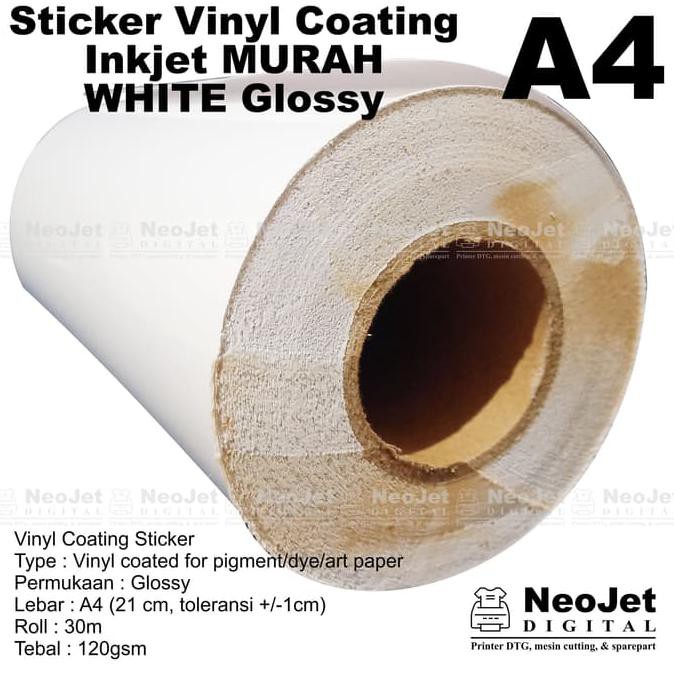 

[[BISA COD]] Vinyl Coating Sticker For Inkjet Printer 21 cm x 30 m White Gloss A4 KOMPLIT Kode 777