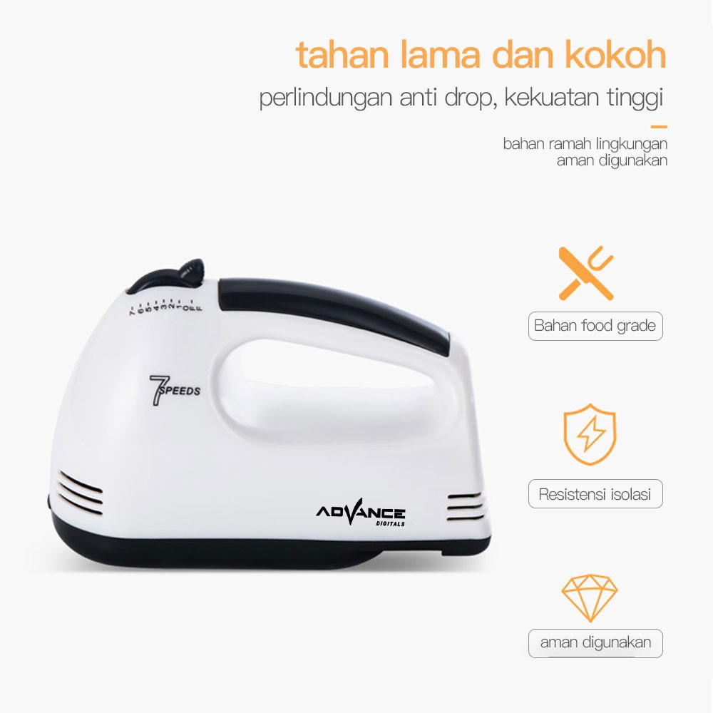 Advance Hand Mixer MX133 Alat Pengocok Telor Pengaduk Adonan dengan 7 Kecepatan Otomatis Garansi 1 Tahun