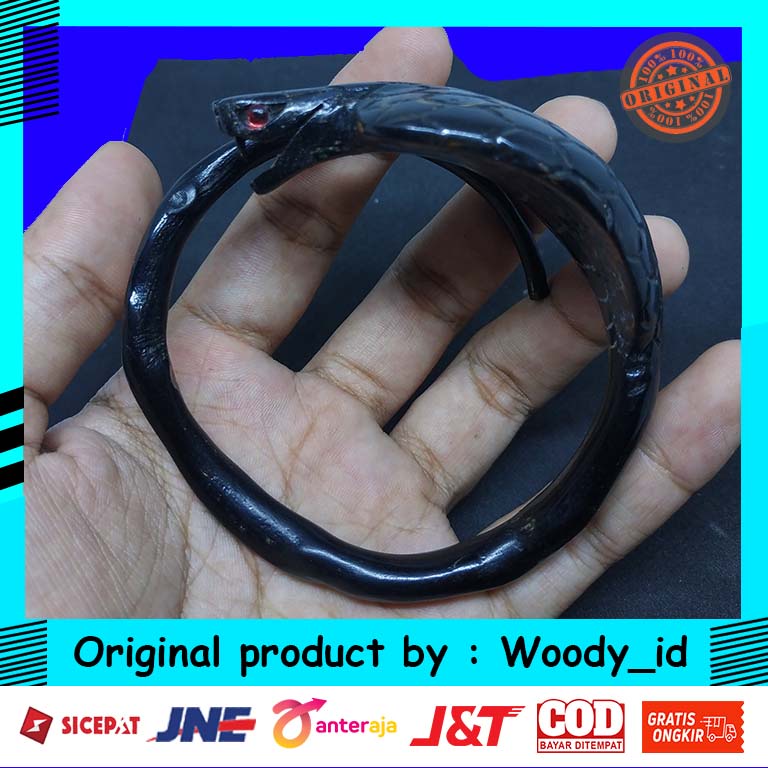Gelang akar bahar hitam lentur model Cobra - Aksesoris Gelang akar bahar hitam asli bisa COD
