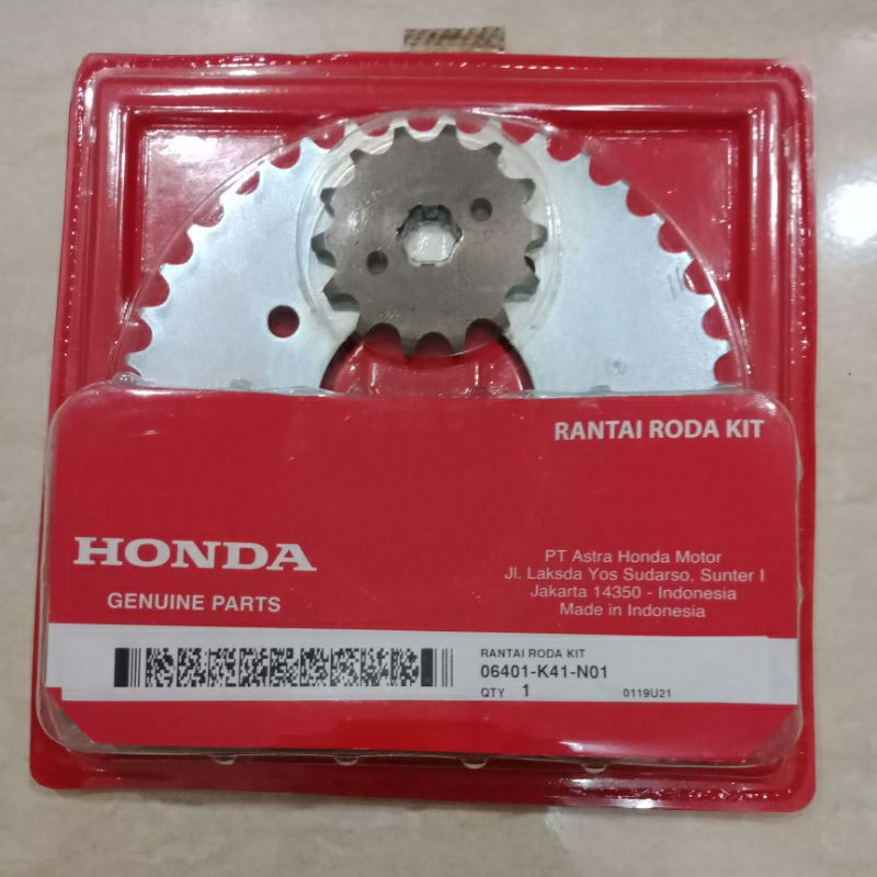 gear set k41 gear belakang gear depan rantai roda supra x 125 fi asli honda