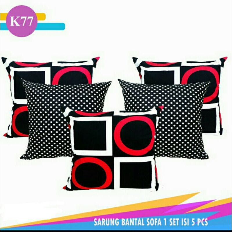 Set sarung bantal kursi sofa cushion cover 60x60 cm Sarban Kotak Hitam