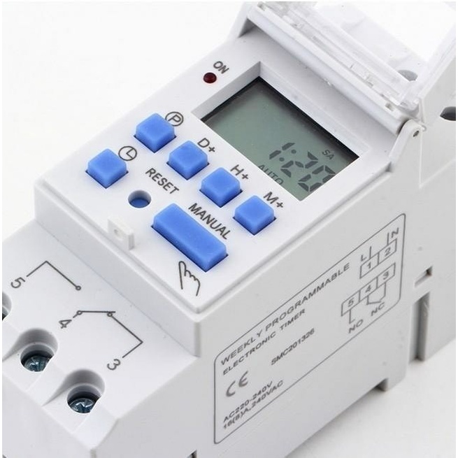 programmable digital timer switch din rail / timer digital 220v 16A