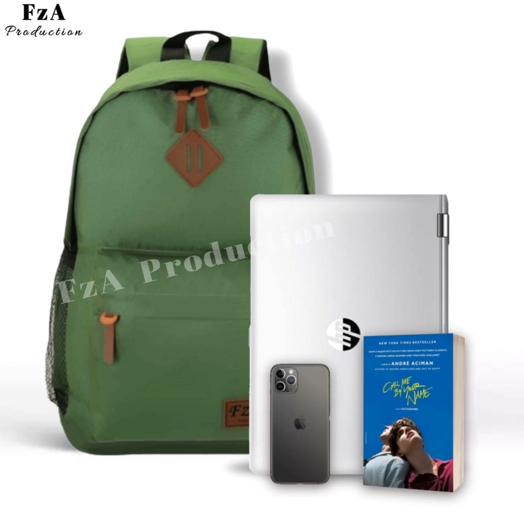 FzA Official - Tas Ransel Punggung Distro Casual Pria Wanita / Tas Ransel Laptop Original - Light Green