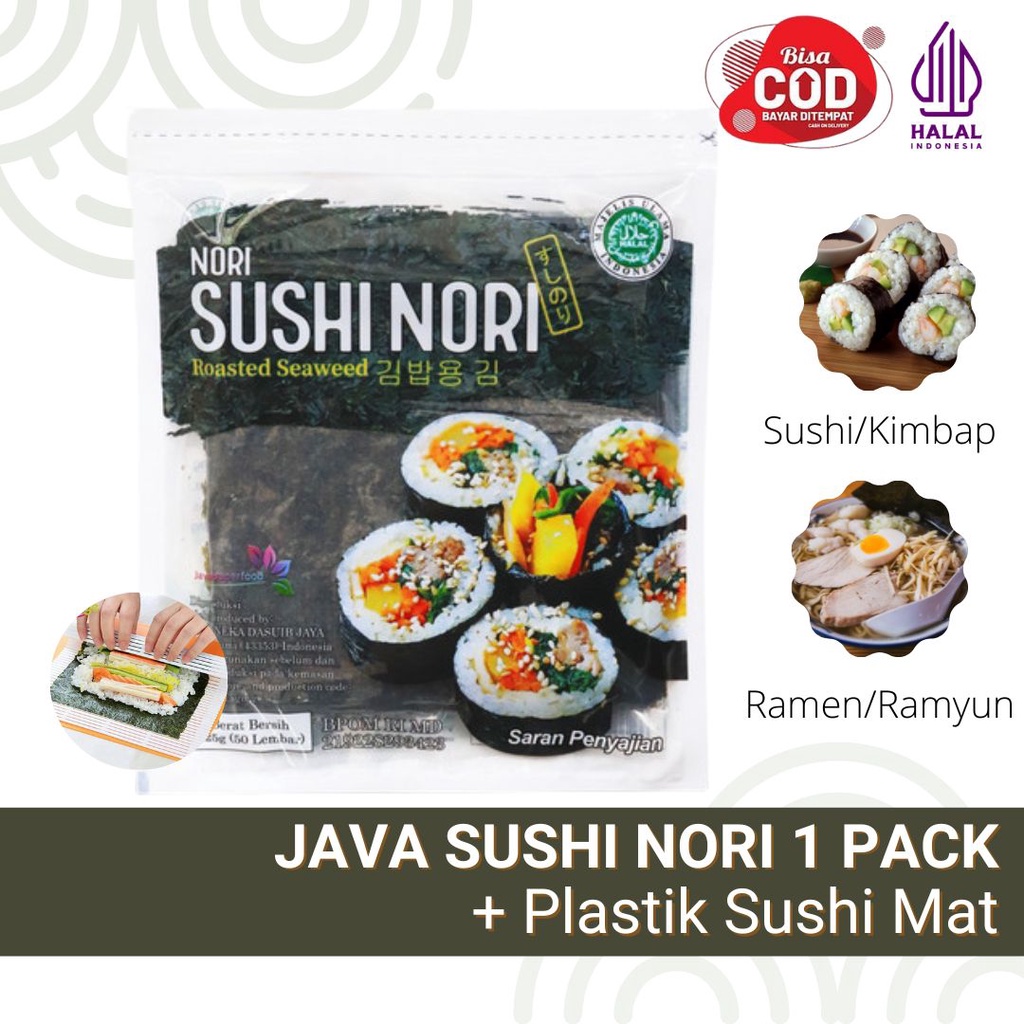 Java Sushi Nori 1 pack 125gr - Java Nori Rumput Laut isi 50 Halal