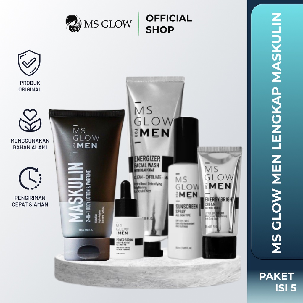 MS Glow Men Lengkap X Maskulin Mengatasi Kulit Berjerawat Mencerahkan Kulit Kusam - MS Glow Men