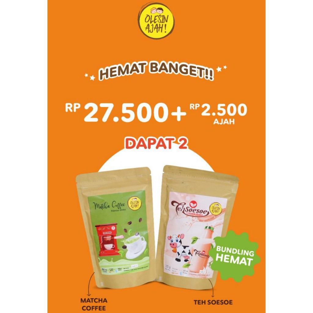 

Bundling Hemat Matcha Coffee Premium Flavoured Drink 120G + Teh Soesoe Premium Flavoured Drink 120G