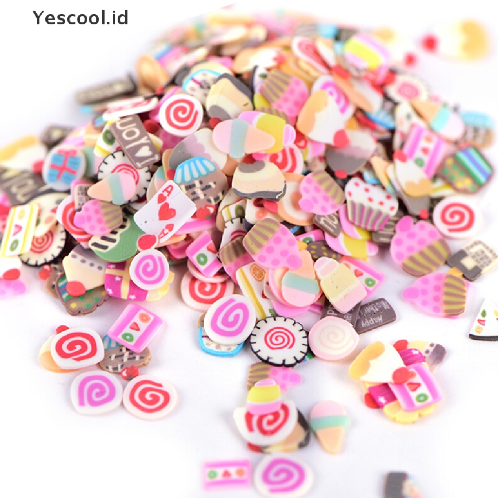 250pcs Stiker Polymer Clay Desain Campur Untuk Dekorasi Manicure Nail Art