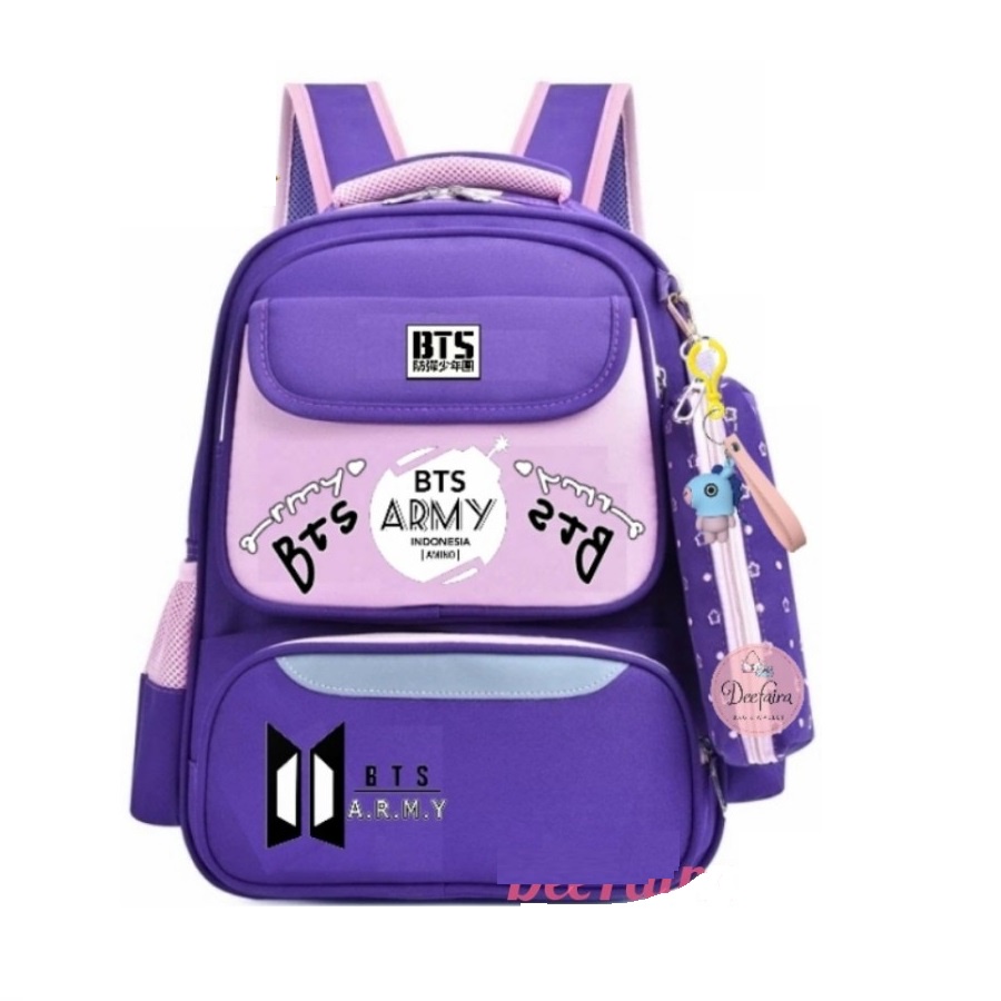BATOSAI BAGS BTS ARMY - Tas Ransel Anak Perempuan &amp; Laki-Laki Motif BTS Tas Ransel Sekolah TK SD SMP TERBARU 2022