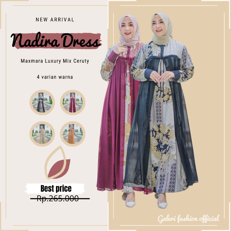Gamis Rompi Muslimah Kombinasi Ceruty Terbaru Outer Set Panjang Maxmara Lux Premium Casual Branded