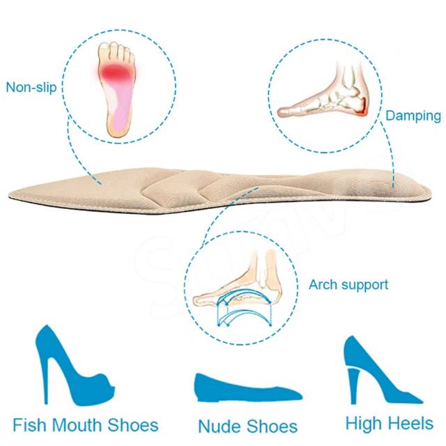 Insoles Busa 4D Insole Alas Sepatu Flat Shoe Pad High Heels Shoes Arch Tumit