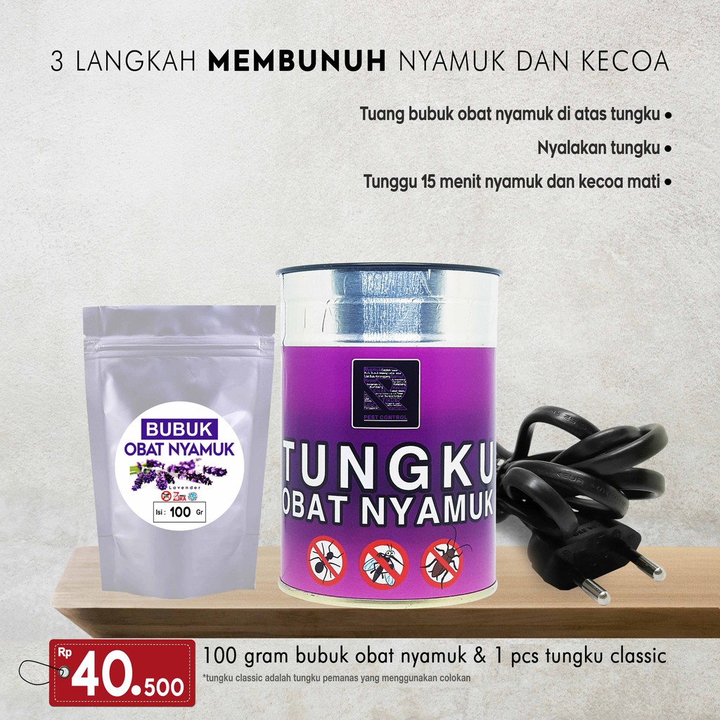 OBAT NYAMUK AMPUH !!! PAKET CLASSIC ( 100 GRAM BUBUK OBAT NYAMUK DAN TUNGKU CLASSIC ) TUNGKU NYAMUK