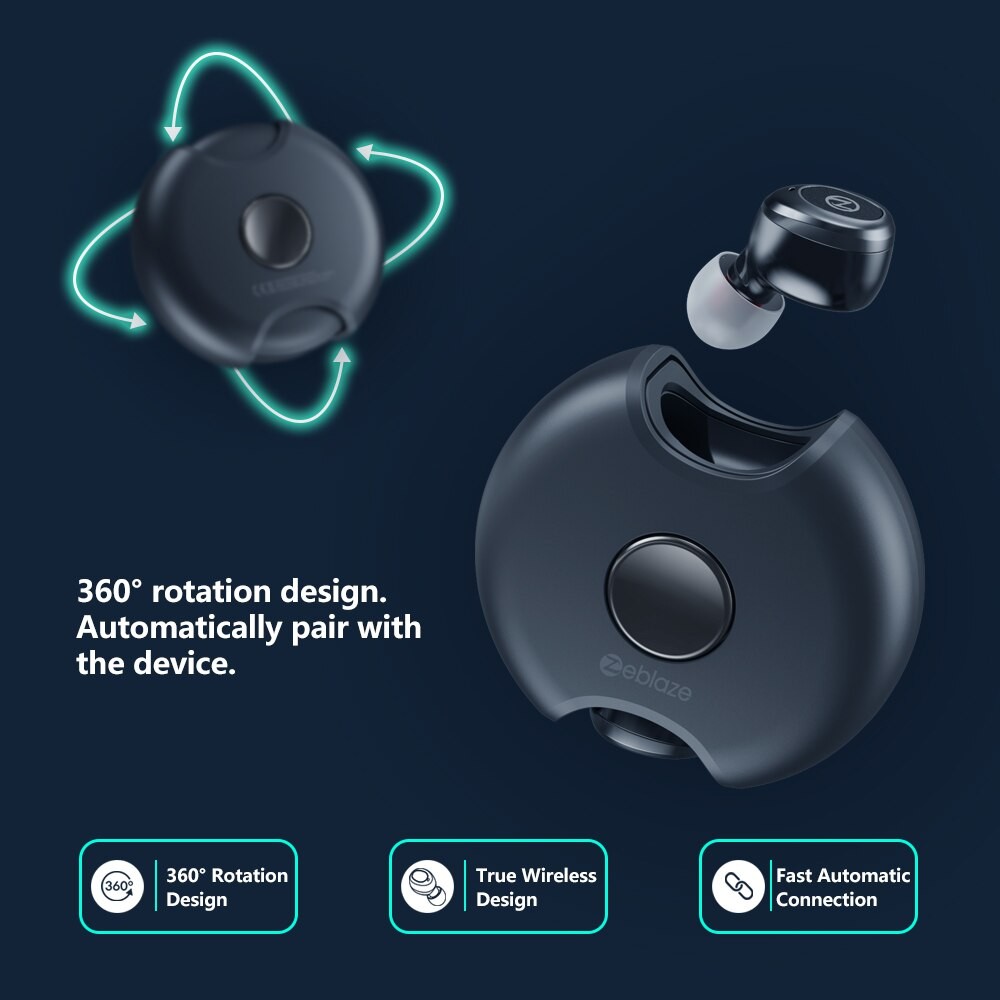 537 ZEBLAZE ZEPODS Earphone Bluetooth 5.0 Waterproof IPX5 Rotation Design