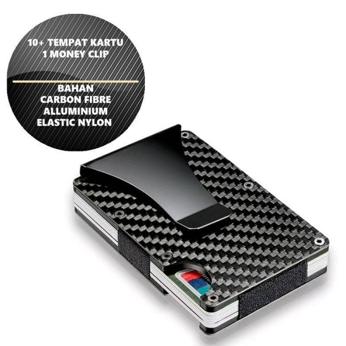 Dompet Kartu Tipis ( Slim Elastic Card Wallet Anti RFID ) Carbon Fibre