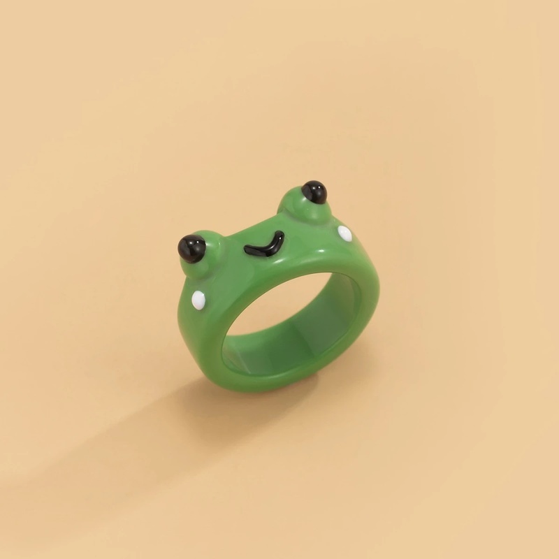 [Fashion Retro Resin Frog Animal Rings For Women And Men] [ Elegant Ladies Smooth Fine Thin Finger Ring] [Lovely Jewelry Gifts For Girl Friends]