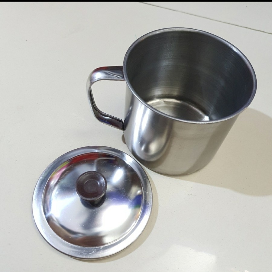 Gelas Mug Tutup stainless 555 diameter 12cm / Gelas Mug Tahan panas